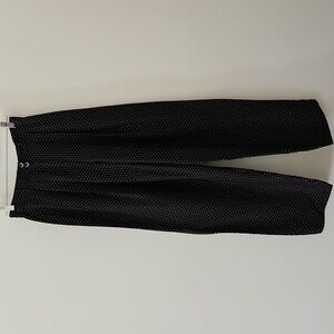 Silk Polka Dot Pleated Trousers Relaxed‎ Flowy Black Size Small